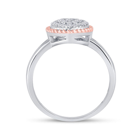 10k Two-tone Gold Womens Round Diamond Rope Marquise-shape Cluster Ring 3/8 Cttw