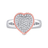 10k Two-tone Gold Womens Round Diamond Rope Heart Ring 1/3 Cttw