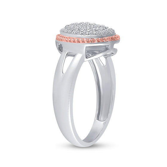 10k Two-tone Gold Womens Round Diamond Rope Heart Ring 1/3 Cttw