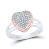 10k Two-tone Gold Womens Round Diamond Rope Heart Ring 1/3 Cttw