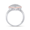 10k Two-tone Gold Womens Round Diamond Rope Offset Square Cluster Ring 1/4 Cttw