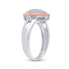 10k Two-tone Gold Womens Round Diamond Rope Offset Square Cluster Ring 1/4 Cttw