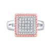 10k Two-tone Gold Womens Round Diamond Rope Square Cluster Ring 1/3 Cttw