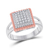 10k Two-tone Gold Womens Round Diamond Rope Square Cluster Ring 1/3 Cttw