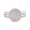 10k Two-tone Gold Womens Round Diamond Rope Flower Cluster Ring 1/3 Cttw
