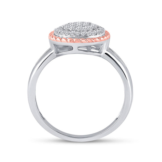 10k Two-tone Gold Womens Round Diamond Rope Flower Cluster Ring 1/3 Cttw