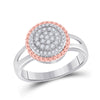10k Two-tone Gold Womens Round Diamond Rope Flower Cluster Ring 1/3 Cttw