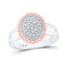  10k Two-tone Gold Womens Round Diamond Cluster Ring 1/4 Cttw