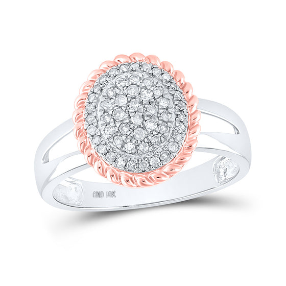 10k Two-tone Gold Womens Round Diamond Cluster Ring 1/4 Cttw