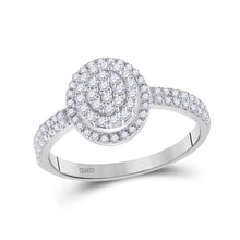  10k White Gold Womens Round Diamond Cluster Ring 1/2 Cttw
