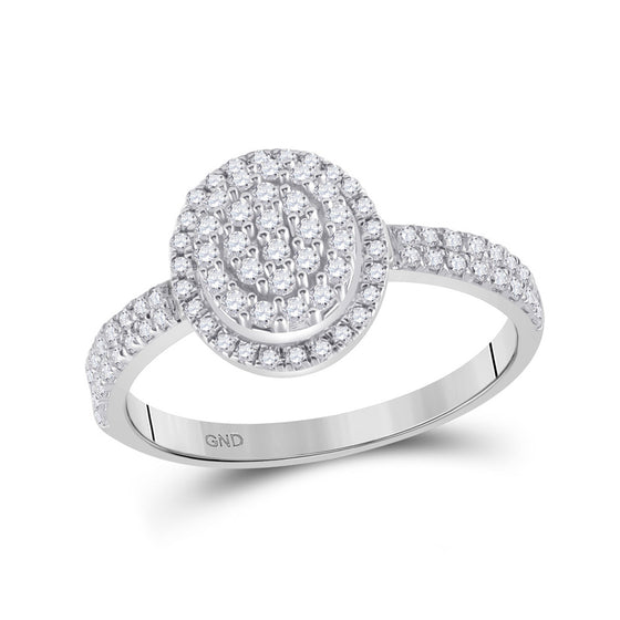 10k White Gold Womens Round Diamond Cluster Ring 1/2 Cttw