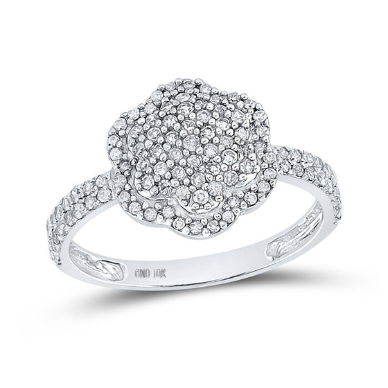 10k White Gold Womens Round Diamond Fashion Ring 1/2 Cttw