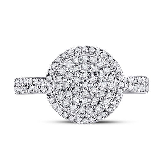 10k White Gold Womens Round Diamond Cluster Ring 1/2 Cttw