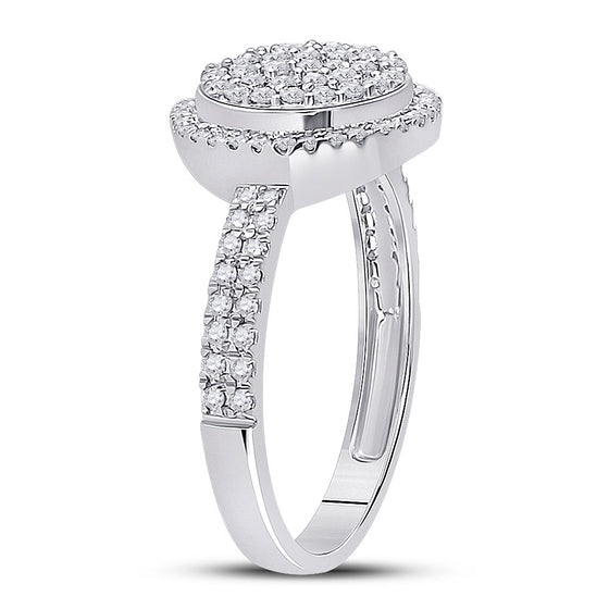 10k White Gold Womens Round Diamond Cluster Ring 1/2 Cttw