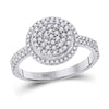 10k White Gold Womens Round Diamond Cluster Ring 1/2 Cttw