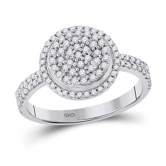 10k White Gold Womens Round Diamond Cluster Ring 1/2 Cttw