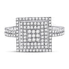 10k White Gold Womens Round Diamond Square Cluster Ring 1/2 Cttw