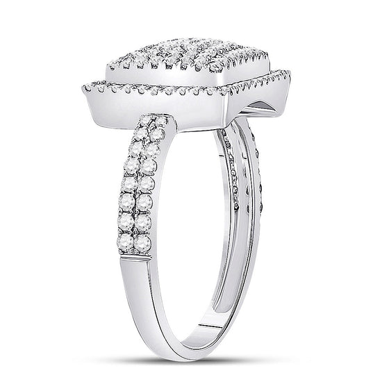 10k White Gold Womens Round Diamond Square Cluster Ring 1/2 Cttw