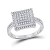 10k White Gold Womens Round Diamond Square Cluster Ring 1/2 Cttw