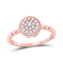  10k Rose Gold Womens Round Diamond Beaded Circle Cluster Ring 3/8 Cttw