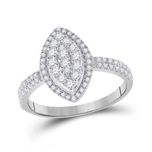  10k White Gold Womens Round Diamond Oval Cluster Ring 5/8 Cttw