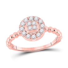  10k Rose Gold Womens Round Diamond Circle Cluster Ring 1/3 Cttw