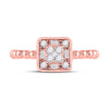 10k Rose Gold Womens Round Diamond Square Cluster Ring 1/4 Cttw