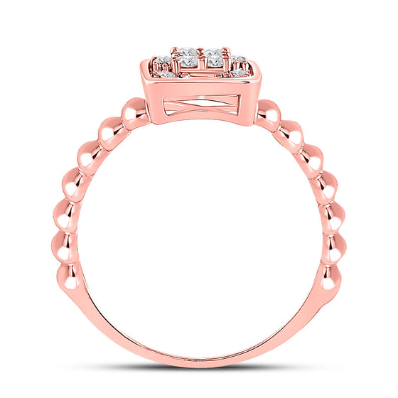 10k Rose Gold Womens Round Diamond Square Cluster Ring 1/4 Cttw