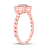 10k Rose Gold Womens Round Diamond Square Cluster Ring 1/4 Cttw