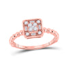 10k Rose Gold Womens Round Diamond Square Cluster Ring 1/4 Cttw