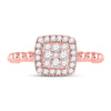 10k Rose Gold Womens Round Diamond Square Cluster Ring 1/3 Cttw