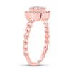 10k Rose Gold Womens Round Diamond Square Cluster Ring 1/3 Cttw