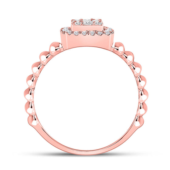 10k Rose Gold Womens Round Diamond Square Cluster Ring 1/3 Cttw