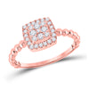 10k Rose Gold Womens Round Diamond Square Cluster Ring 1/3 Cttw