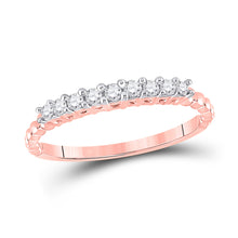  10k Rose Gold Womens Round Diamond Single Row Band Ring 1/4 Cttw