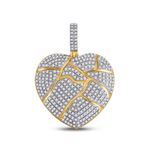  10k Yellow Gold Mens Round Diamond Broken Heart Charm Pendant 1 Cttw