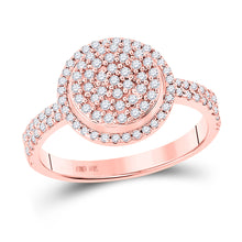  10k Rose Gold Womens Round Diamond Cluster Ring 1/2 Cttw