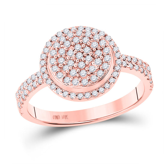10k Rose Gold Womens Round Diamond Cluster Ring 1/2 Cttw