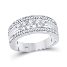  10k White Gold Womens Round Diamond 5-Stone Band Ring 1/3 Cttw