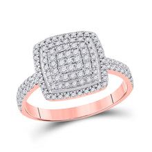  10k Rose Gold Womens Round Diamond Square Ring 5/8 Cttw
