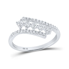  10k White Gold Womens Round Diamond Bypass Fashion Ring 1/3 Cttw