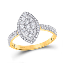  10k Yellow Gold Womens Round Diamond Marquise-shape Cluster Ring 5/8 Cttw