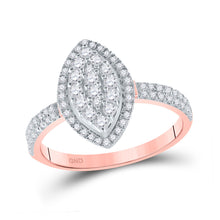  10k Rose Gold Womens Round Diamond Marquise-shape Cluster Ring 5/8 Cttw