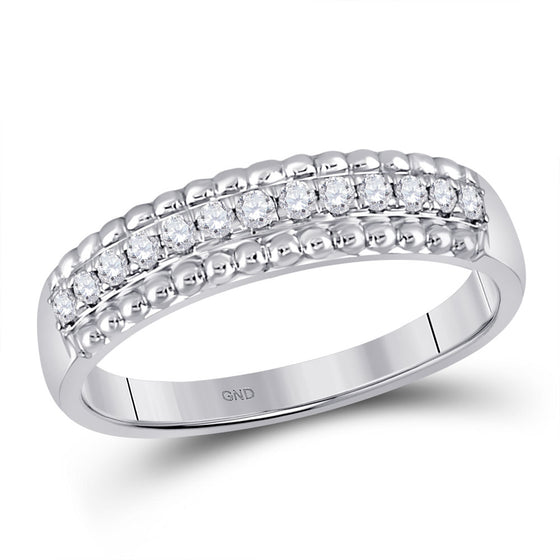 10k White Gold Womens Round Diamond Wedding Anniversary Band 1/4 Cttw