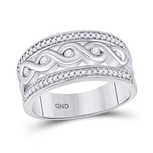  10k White Gold Womens Round Diamond Twist Scroll Band Ring 1/4 Cttw