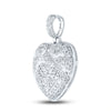10k White Gold Mens Round Diamond Cracked Heart Charm Pendant 3/8 Cttw