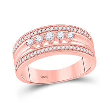  10k Rose Gold Womens Round Diamond 5-Stone Band Ring 1/3 Cttw