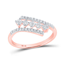  10k Rose Gold Womens Round Diamond Bypass Fashion Ring 1/3 Cttw
