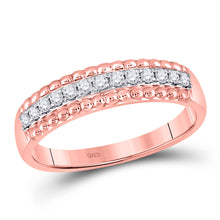  10k Rose Gold Womens Round Diamond Wedding Anniversary Band 1/4 Cttw