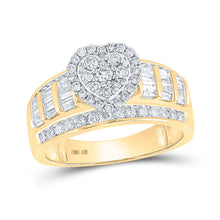  10k Yellow Gold Round Diamond Heart Bridal Wedding Engagement Ring 1 Cttw